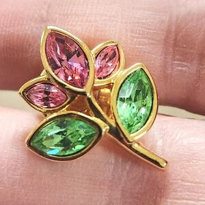 Signed Swarovski Crystal Flower Lapel Pin/Tie Tack